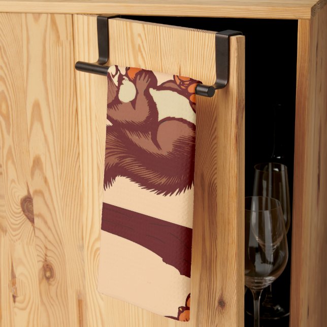 🐿️ Autumn Squirrel Kitchen Towel - Kökshandduk (Thirds Fold)