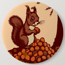 🐿️ Autumn Squirrel Pin Button / Badge - Clothing  Knapp