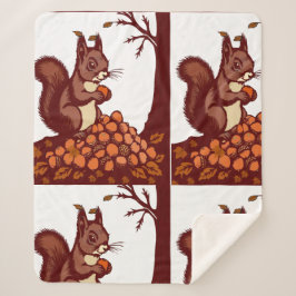 🐿️ Autumn Squirrel Sherpa Blanket - Fall Forest 