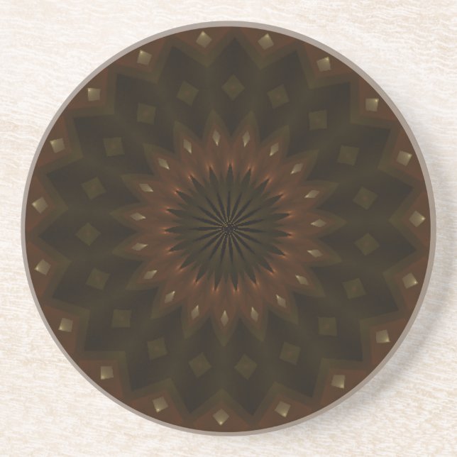 Autumn Star Kaleidoscope Mandala Underlägg Sandsten (Framsidan)