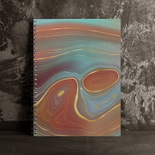 Autumn Strata   Terra Cotta Teal och Guld Agate Anteckningsbok