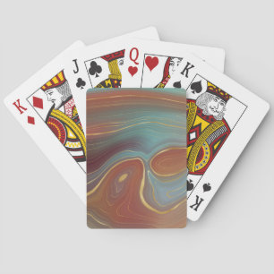 Autumn Strata Terra Cotta Teal och Guld Agate Casinokort