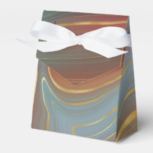 Autumn Strata Terra Cotta Teal och Guld Agate Presentaskar