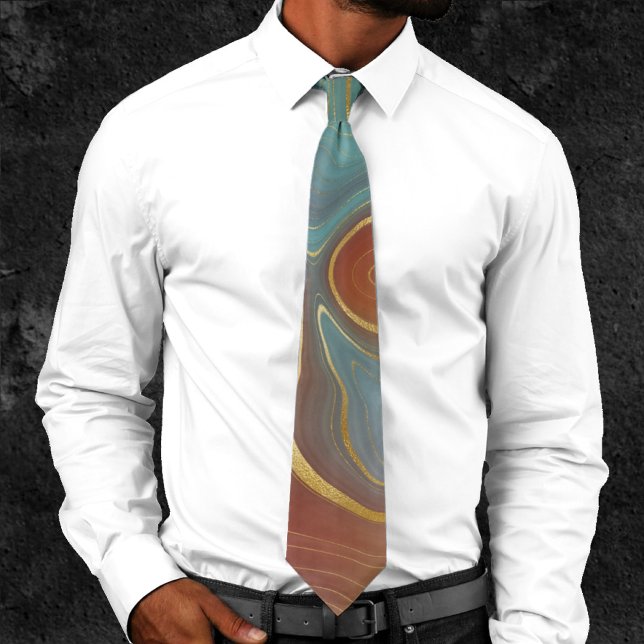 Autumn Strata | Terra Cotta Teal och Guld Agate Slips (Skapare uppladdad)
