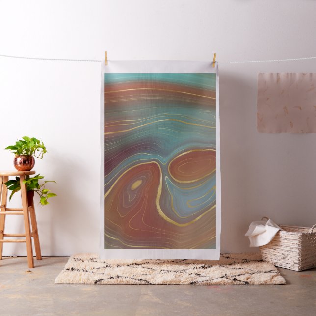 Autumn Strata | Terra Cotta Teal och Guld Agate Tyg (In Situ)