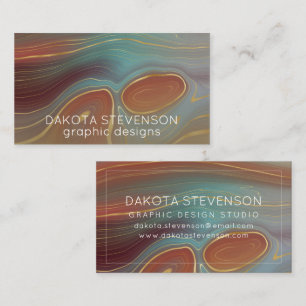Autumn Strata Terra Cotta Teal och Guld Agate Visitkort