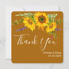 Autumn Sunblommblommor Bröllop Tack