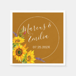 Autumn Sunblommor Bröllop Papper Pappersservett