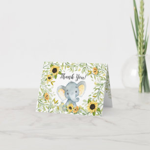 Autumn Sunblommor Elephant Baby Shower Tack Kort