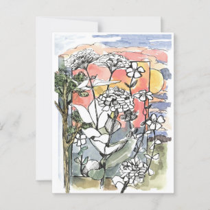 Autumn Sunset Summer Garden Desert Vykort