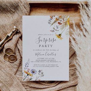Autumn Sunshine Elegant Wildblomme Surprise Party Inbjudningar
