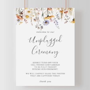 Autumn Sunshine Wildblome Unplugged Ceremony Sign Poster