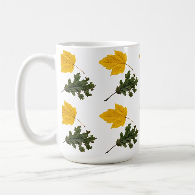Autumn Symmetry Leaf Pattern Kaffemugg (Vänster)