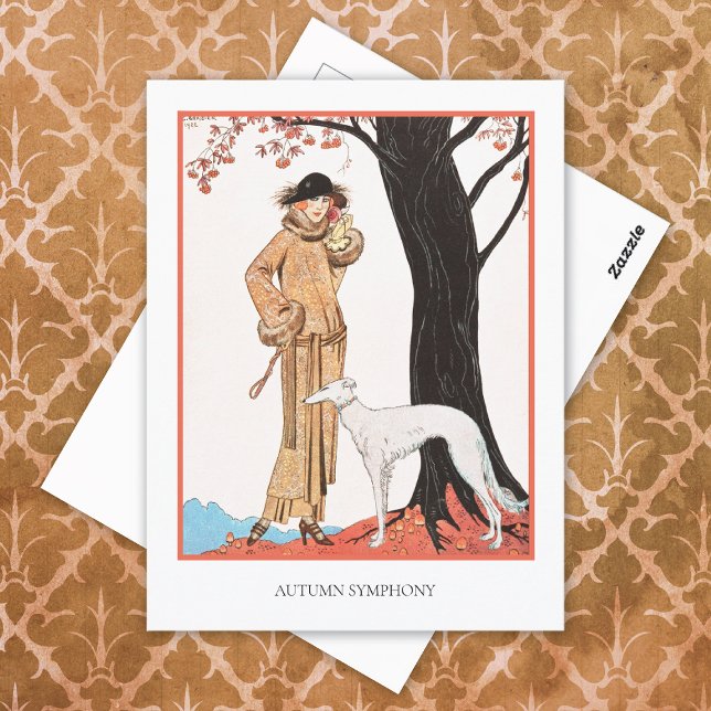 Autumn Symphony George Barbier Fashion Postcard Vykort (Skapare uppladdad)