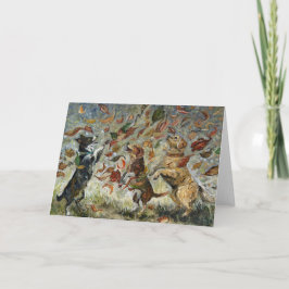 Autumn Tailwag Whimsical Golden Retriever Dogs Kort