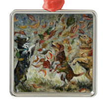 Autumn Tailwag Whimsical Golden Retriever Dogs Oil