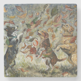 Autumn Tailwag Whimsical Golden Retriever Dogs Oil Stenunderlägg