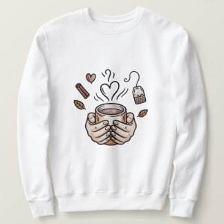 Autumn Tea Cozy Doodle Illustration Lång Ärmad Tröja