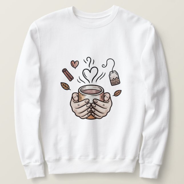 Autumn Tea Cozy Doodle Illustration Lång Ärmad Tröja (Design framsida)