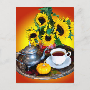 Autumn Tea Service med solblommor Vykort