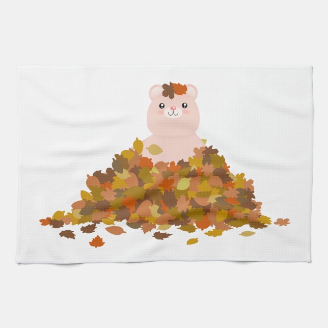 Autumn Teddybjörn 2 Kökshandduk (Horisontell)
