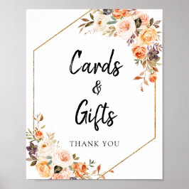 Autumn Terracotta Blommigt Cards and Gifts Sign Poster