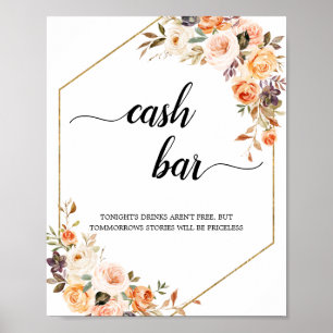 Autumn Terracotta Blommigt Geometric Pengarar Pub  Poster