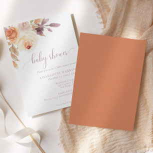 Autumn Terracotta Boho Blommigt   Babyskor Inbjudningar
