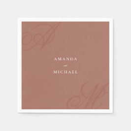 Autumn Terracotta Modern Kant Elegant Monogram Pappersservett