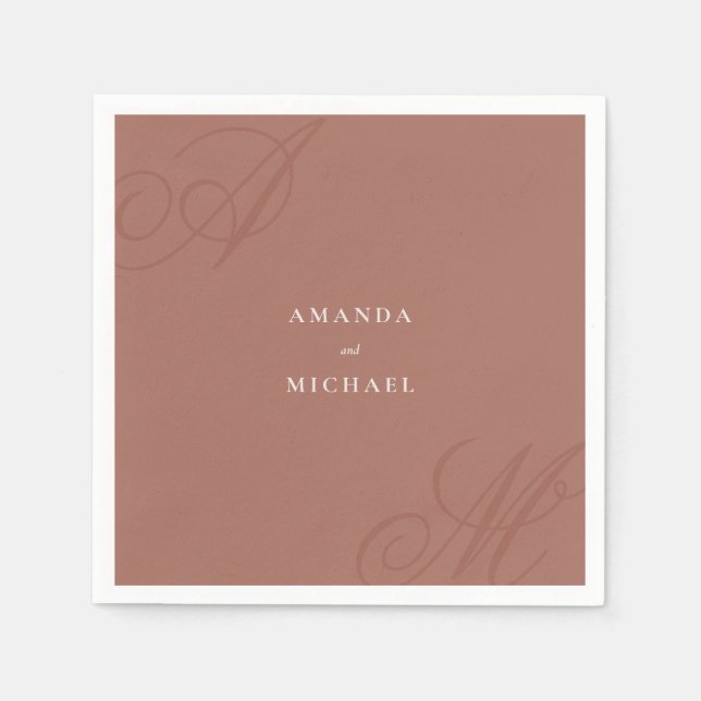 Autumn Terracotta Modern Kant Elegant Monogram Pappersservett (Framsidan)