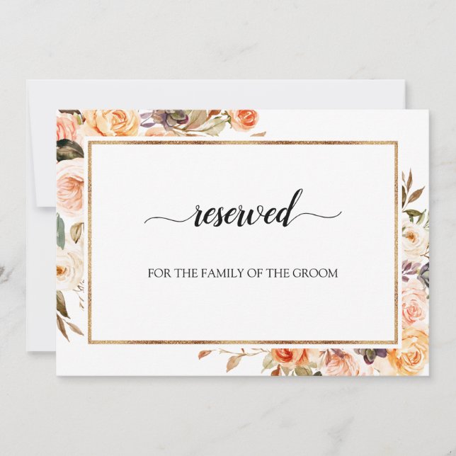 Autumn Terracotta Orange Blommigt Bröllop Reserved Inbjudningar (Framsida)