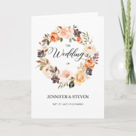 Autumn Terracotta Orange Flowers Bröllop Folged Program