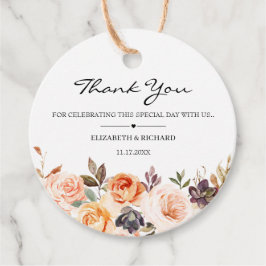 Autumn Terracotta Orange Guld Flowers Bröllop Gåvor Etiketter