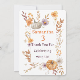 Autumn Thank You Card, Fall Pumpkin Thank You Note Tack Kort