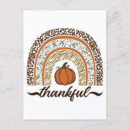Autumn Thankful Pumpkin Pie Rainbow Thanksgiving Vykort