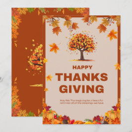 Autumn Thanksgiving Tree Poster Art Inbjudningar