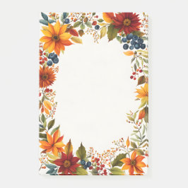 Autumn Theme Flowers & Berries Menu Invitation Post-it Block