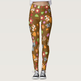 Autumn Theme Woodland Animals Mönster Leggings