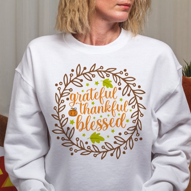 AUTUMN THEMED GRATEFUL THANKFUL BLESSED T SHIRT (Skapare uppladdad)