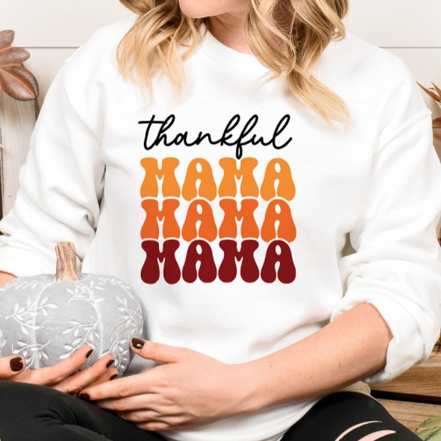 AUTUMN THEMED GROOVY THANKFUL MAMMA T SHIRT (Skapare uppladdad)