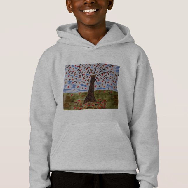 Autumn Träd Kids Hoodie T Shirt (Framsida)