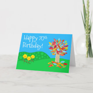 Autumn tree 70th birthday card new by Jo Images Kort