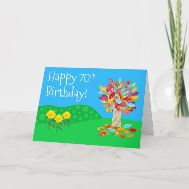 Autumn tree 70th birthday card new by Jo Images Kort (Framsida)