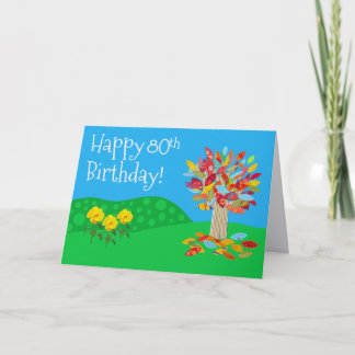 Autumn tree 80th birthday card new by Jo Images Kort