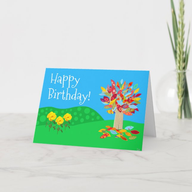 Autumn tree birthday card new by Jo Images Kort (Framsida)