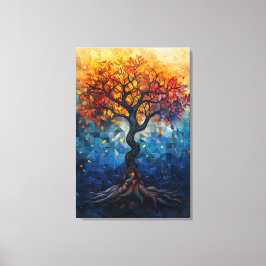 Autumn Tree Mosaic Geometric Glow Art Canvastryck