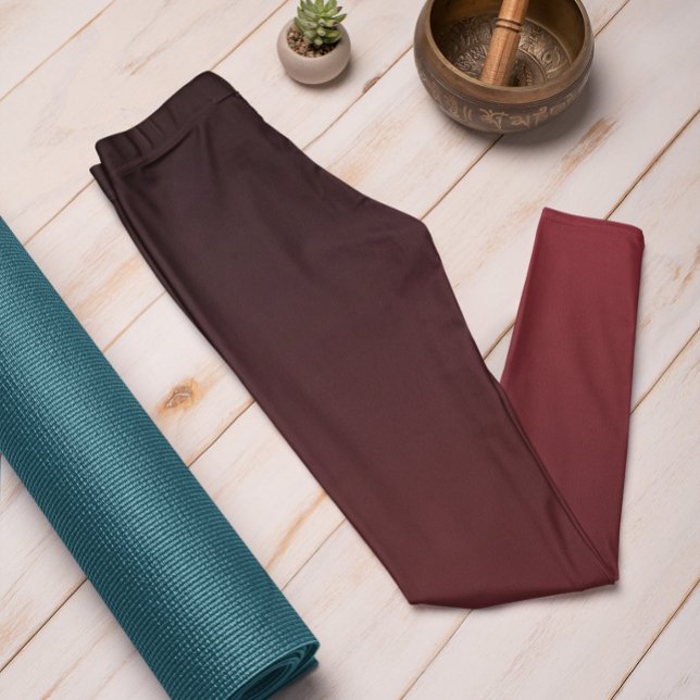 Autumn Trend Färg Crimson Red Ombre Leggings (Mockup 1 Crimson Red)