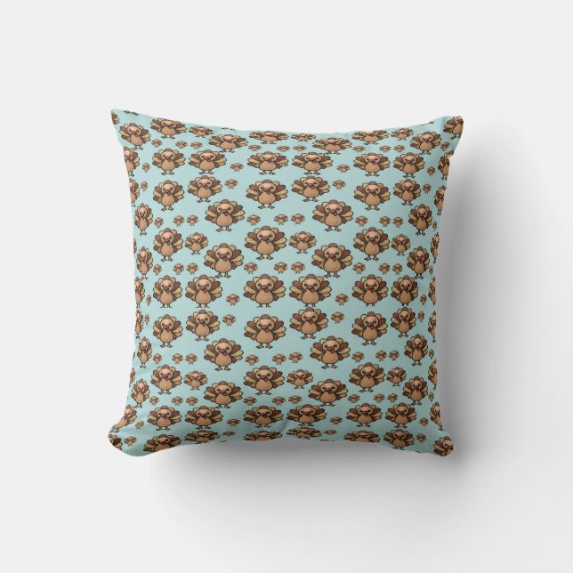 Autumn Turkey Pattern Pillow – Festive Thanksgivin Kudde (Framsida)
