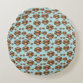 Autumn Turkey Pattern Pillow – Festive Thanksgivin Rund Kudde