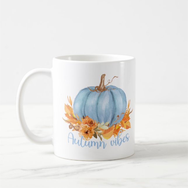 Autumn Vibes Blue Pumpkin Coffee Mugg (Vänster)